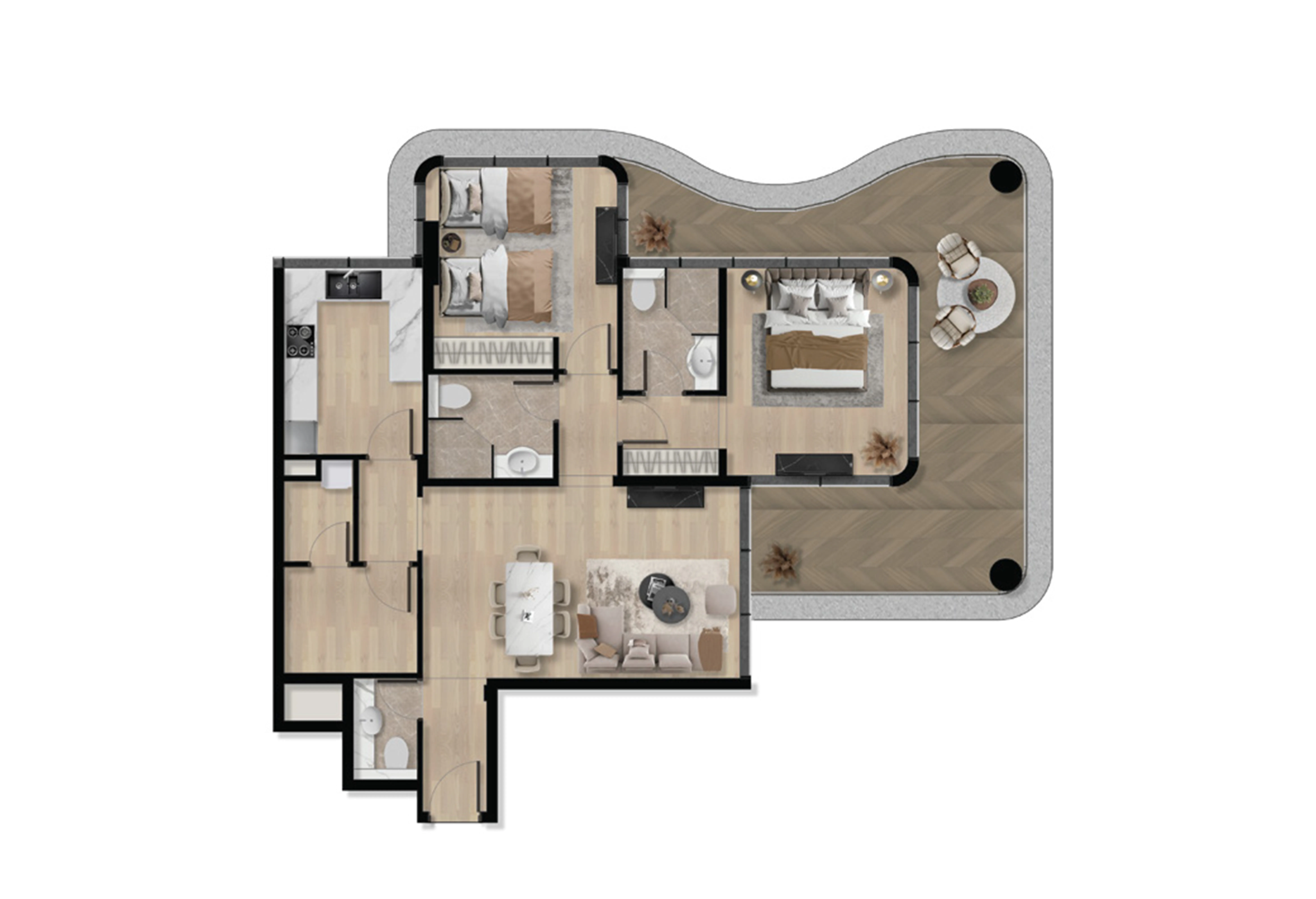 2 Bedroom Floor Plan - Orvessa Residences